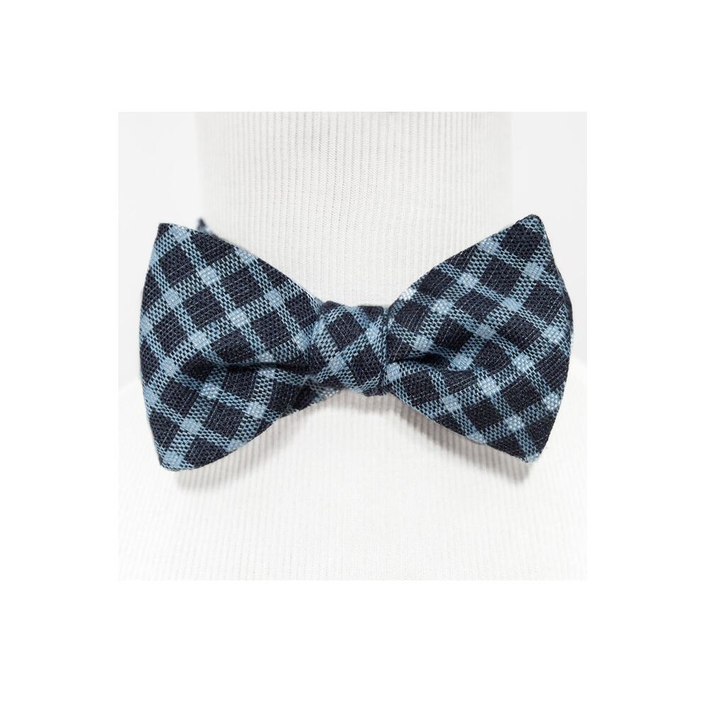 New Daniel Cremieux Blue Plaid Self Tie Bow Tie Bowtie